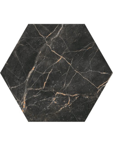 Hexagonal 17 Black Saudi 17x19.5 - Porcelanato - MisionesDeco