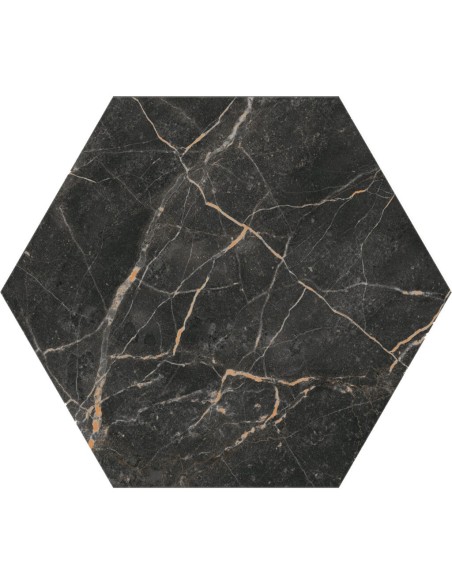 Hexagonal 17 Black Saudi 17x19.5 - Porcelanato - MisionesDeco